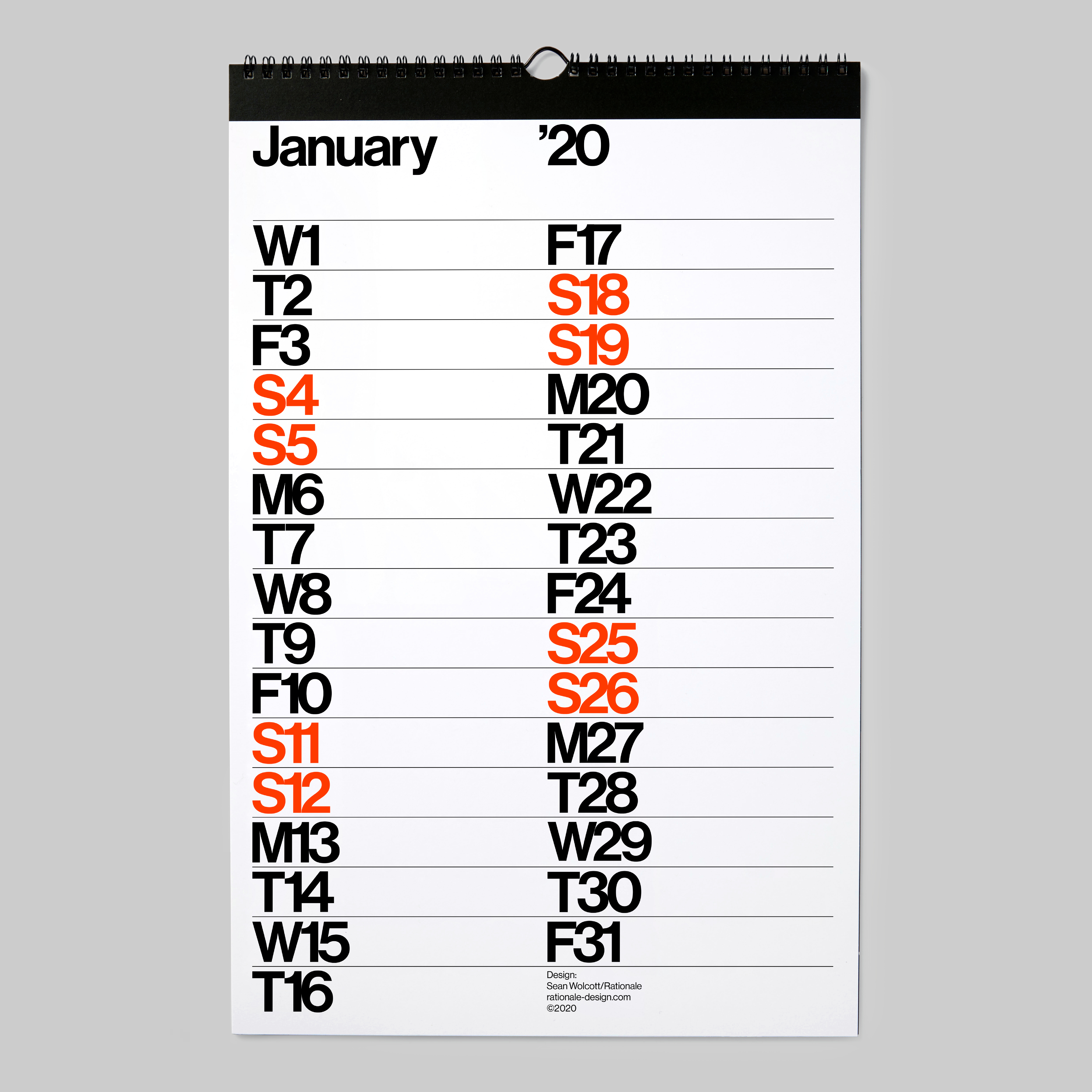 Sans wall calendar Rationale